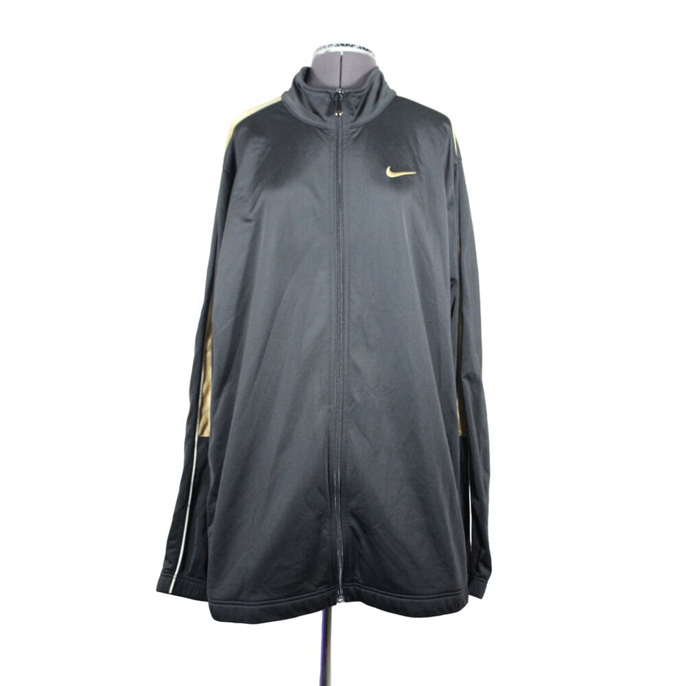 Nike men's retro style black gold full zip‎ mock neck training track jacket XL